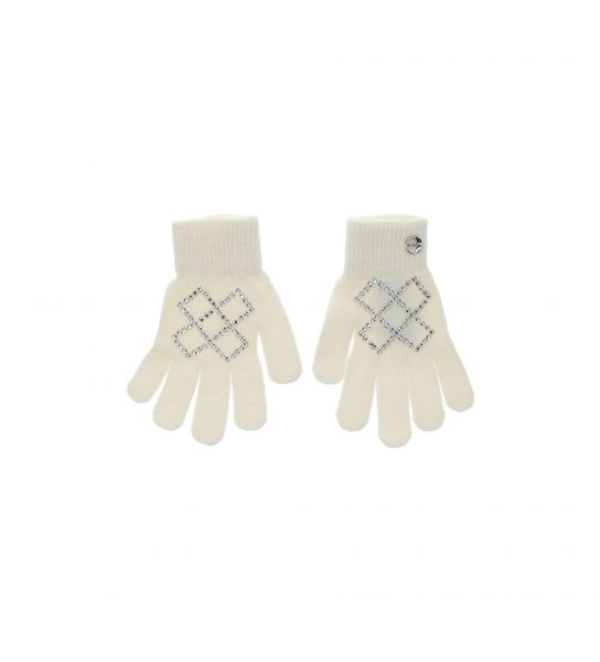 GLOVES WITH RHINESTONES AND PEARLS