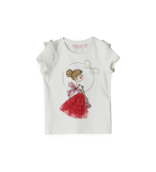 T-SHIRT CON MANICA TULLE