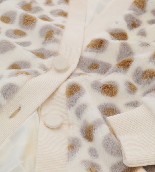ALL OVER PRINTED FAUX FUR CARDIGAN