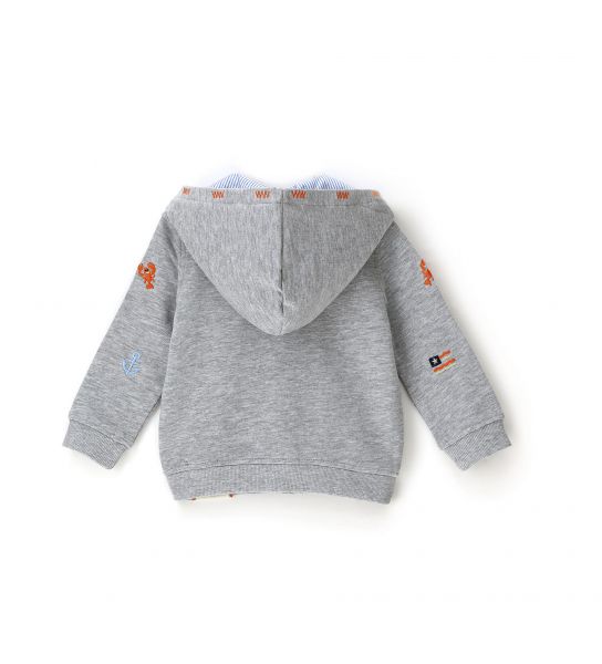 SWEATSHIRT WITH ALL OVER EMBROIDERY AND LINED HOOD