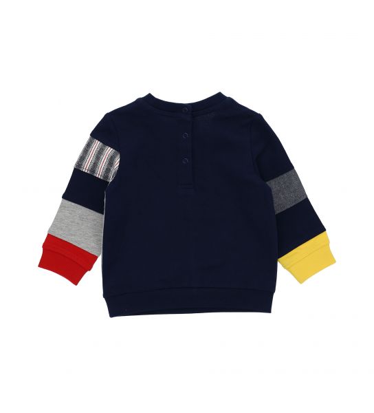 SWEATSHIRT WITH PRINT AND EMBROIDERED PATCH