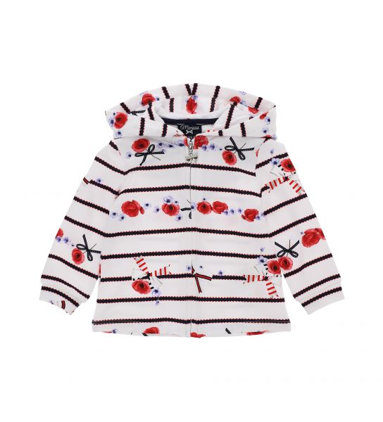 ELASTICIZED COTTON SWEATSHIRT WITH ALL OVER PRINT