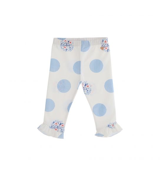 STRETCH COTTON LEGGINGS WITH PRINT AND FLOUNCE