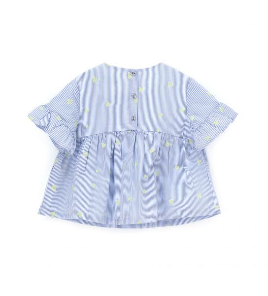 SHORT SLEEVE COTTON BLOUSE WITH RUFFLES