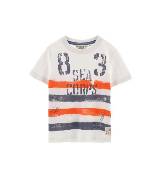 COTTON SHORT SLEEVE T-SHIRT WITH ROUND NECK AND PRINTS