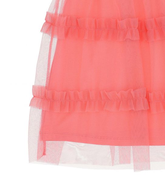 DRESS IN STRETCH COTTON WITH TULLE AND RHINESTONES