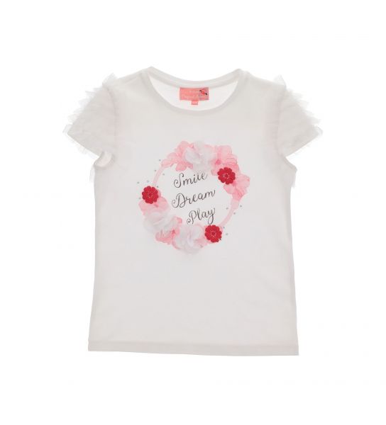 T-SHIRT WITH TULLE FLOUNCES