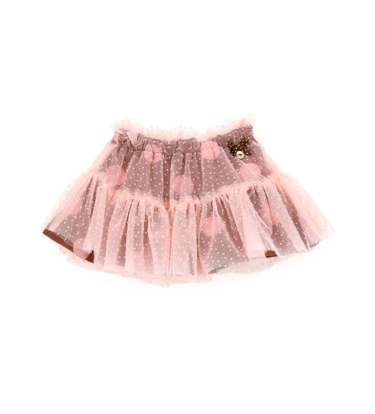 SKIRT WITH TULLE FLOUNCES AND SMALL POLKA DOTS