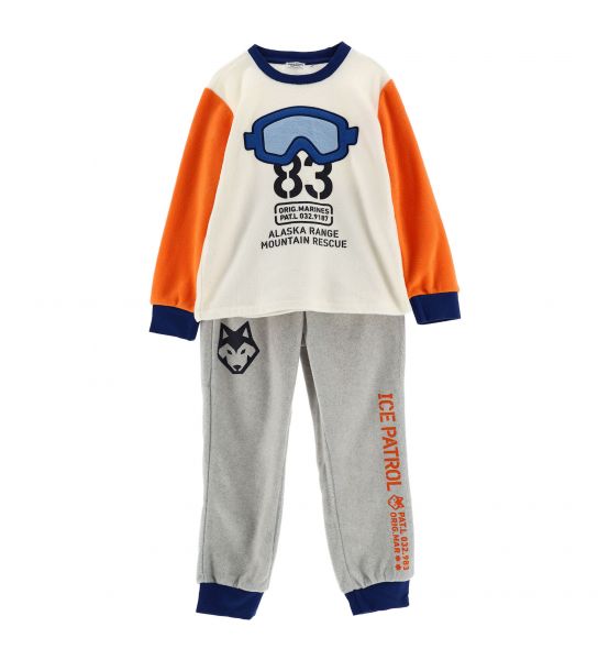 FLEECE PAJAMAS WITH PRINTS AND PATCHES