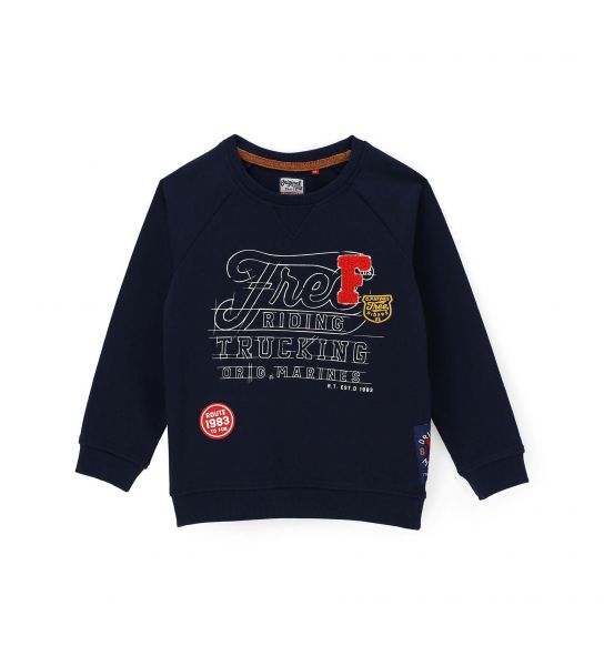 COTTON SWEATSHIRT WITH PRINT AND PATCH