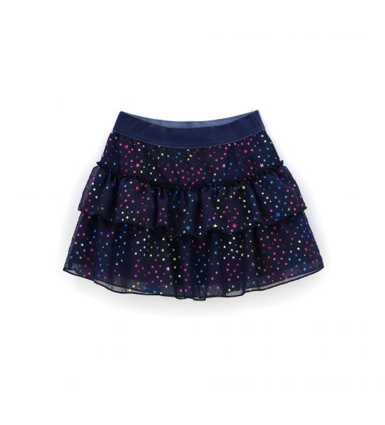 SKIRT WITH PRINTED TULLE FLOUNCES