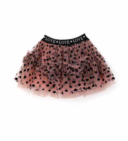 ALL-OVER PRINTED TULLE FLOUNCE SKIRT
