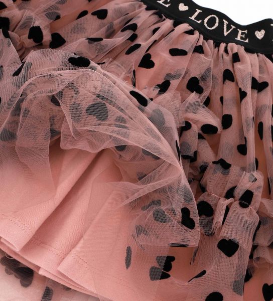 ALL-OVER PRINTED TULLE FLOUNCE SKIRT