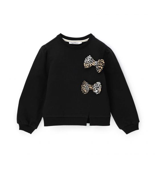 SWEATSHIRT WITH RIB FINISHES AND BOWS