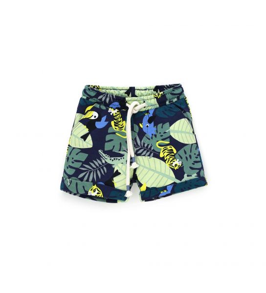 COTTON SWEAT SHORTS WITH ALL OVER PRINT