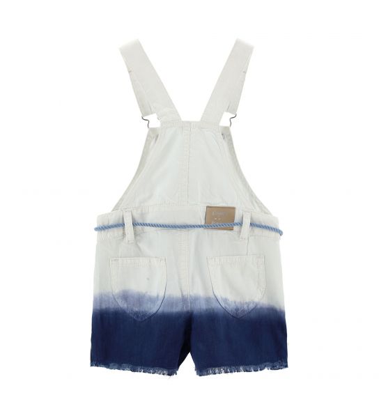 DUNGAREES IN SPRAY EFFECT PRINTED COTTON