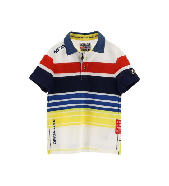 STRIPED YARN DYED COTTON SHORT SLEEVE POLO