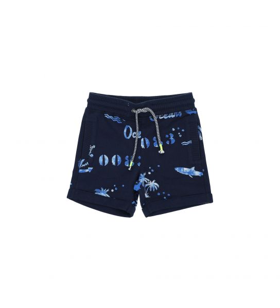 COTTON SWEAT SHORTS WITH ALL OVER PRINT