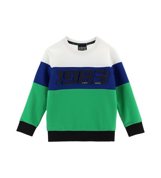 COTTON SWEATSHIRT WITH COLOR INSERTS
