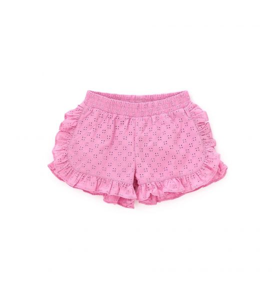 SHORT IN PERFORATED EMBROIDERED COTTON