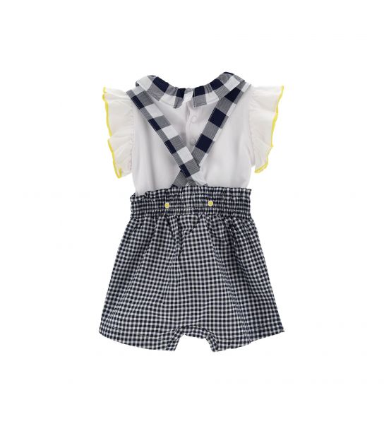 BODY WITH RUFFLES AND DUNGAREES