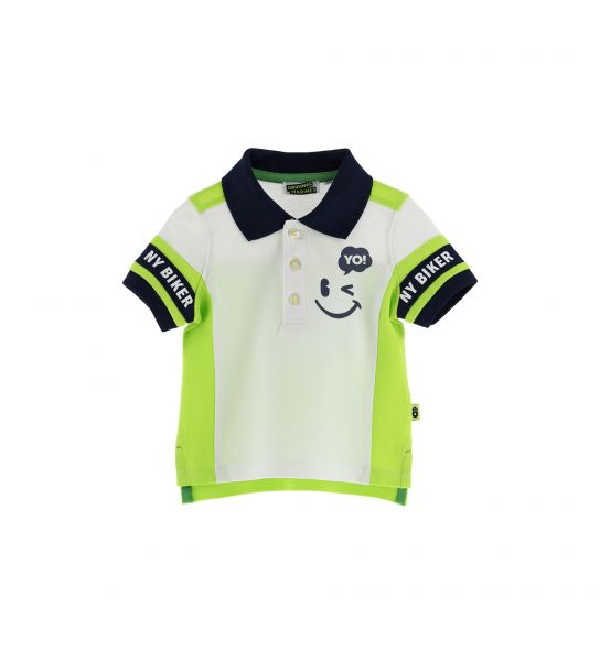 PIQUET POLO SHIRT WITH FRONT PRINT