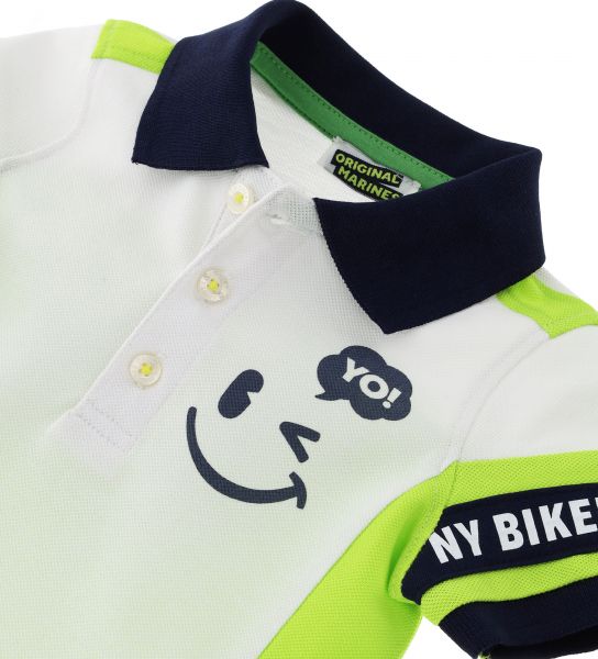 PIQUET POLO SHIRT WITH FRONT PRINT