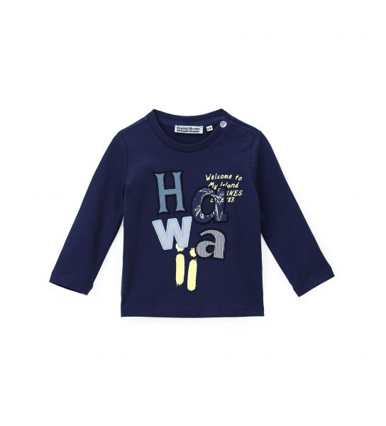 LONG SLEEVE T-SHIRT WITH PRINT AND PATCH