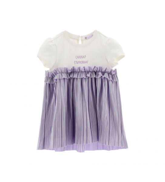 DRESS WITH IRIDESCENT PLEATED RUFFLES