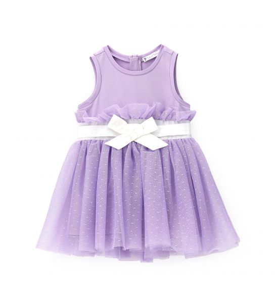 DRESS WITH POLKA DOT TULLE RUFFLE