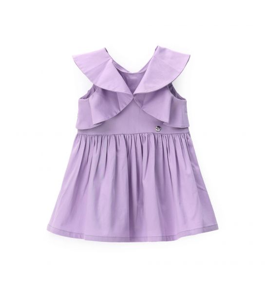 DRESS IN COTTON SATIN WITH RUFFLES