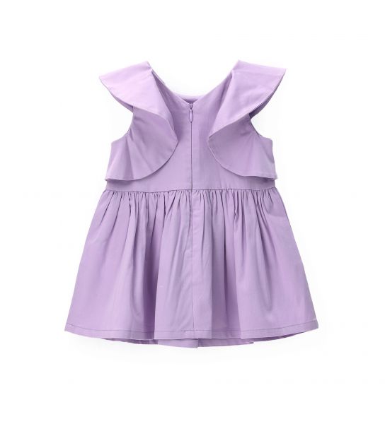 DRESS IN COTTON SATIN WITH RUFFLES