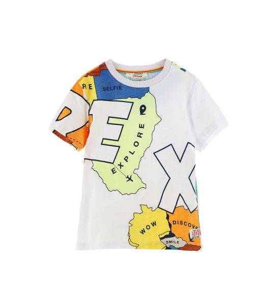 T-SHIRT WITH MULTICOLORED RIBBON