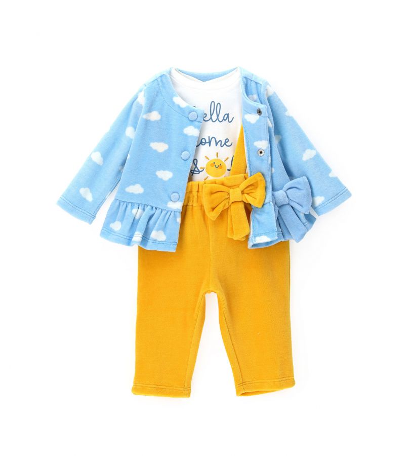Baby girl - T-shirt, dungarees and jacket set