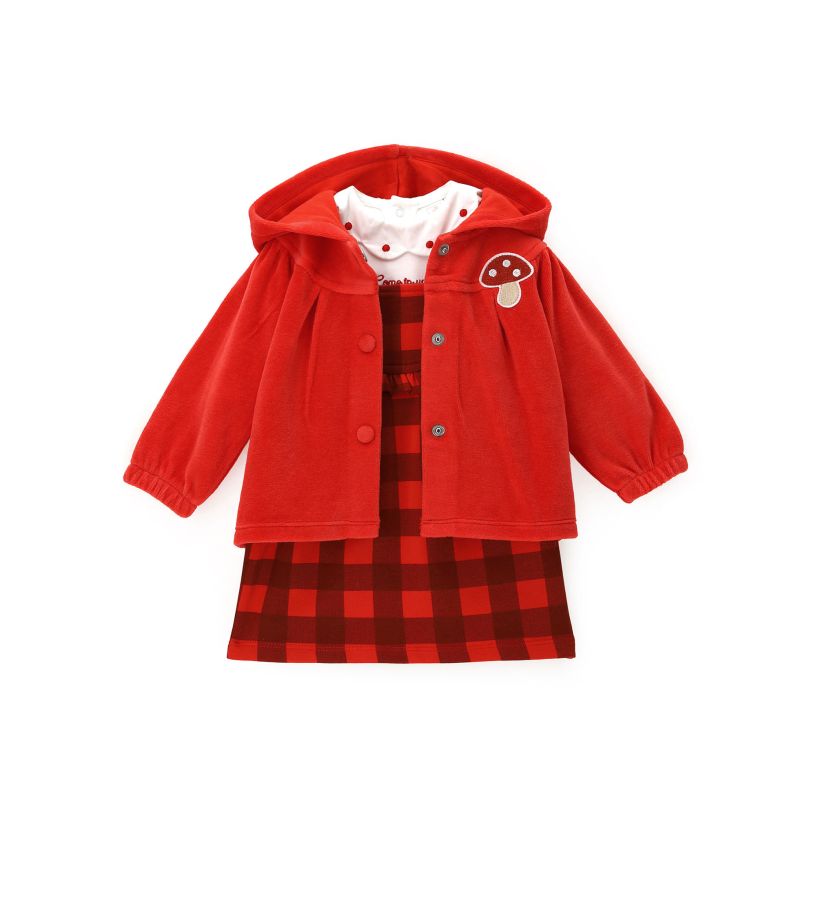 Baby girl - Bodysuit, dungarees and jacket set