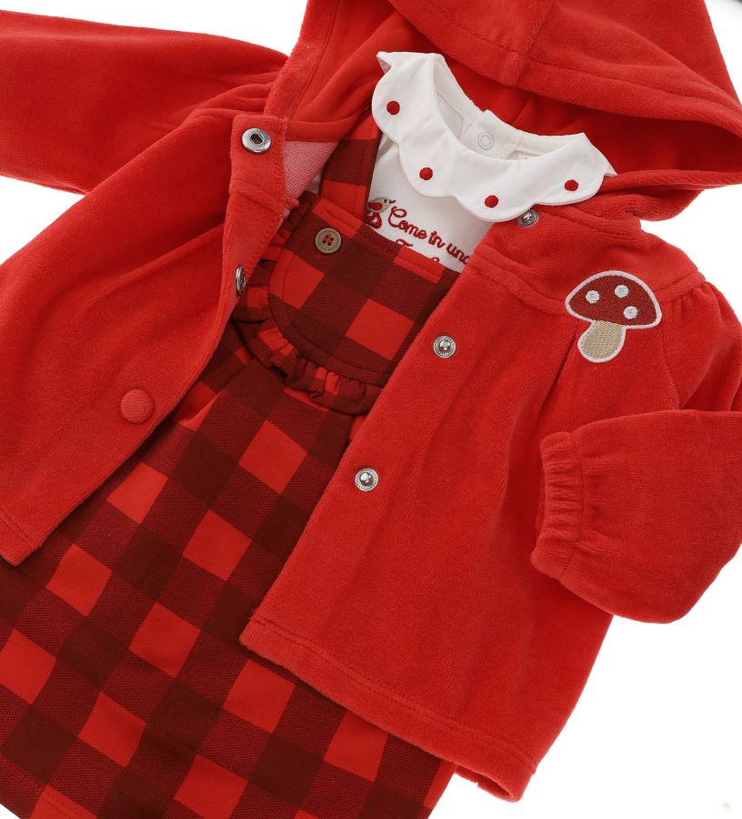 Baby girl - Bodysuit, dungarees and jacket set