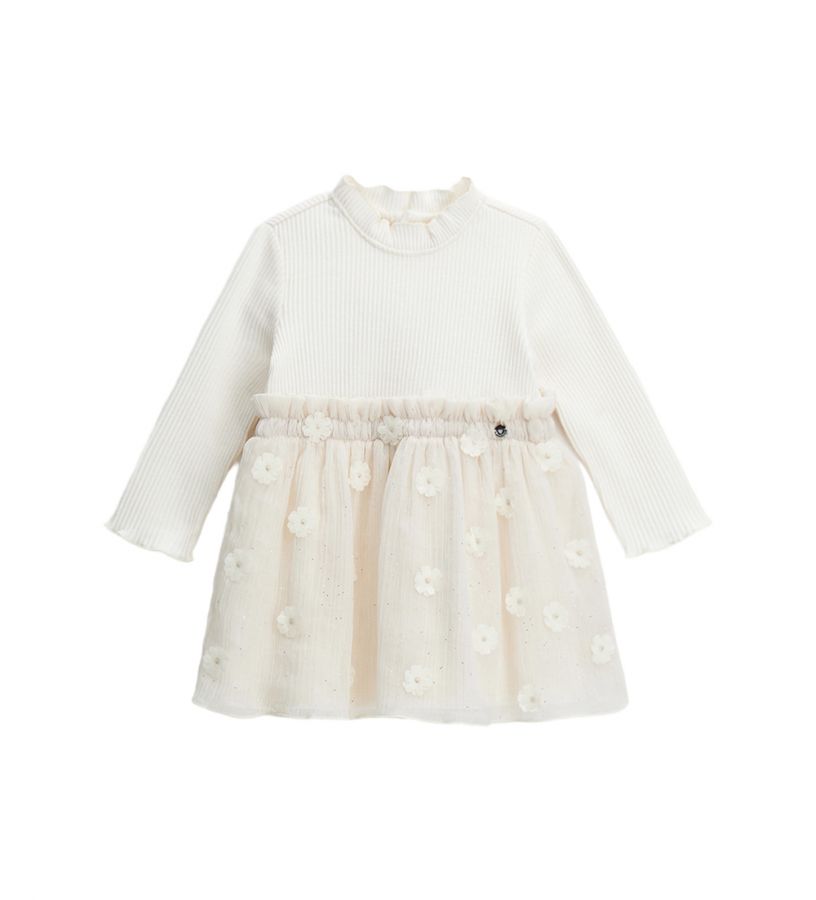 Baby Girl - Ribbed dress with little flowers