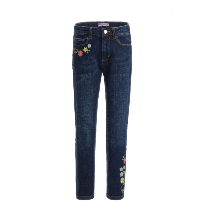 Niña - Jeans con flores bordadas