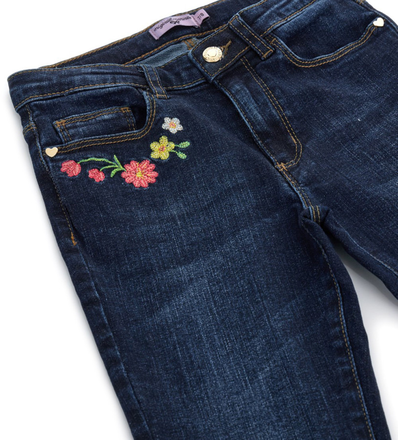 Niña - Jeans con flores bordadas