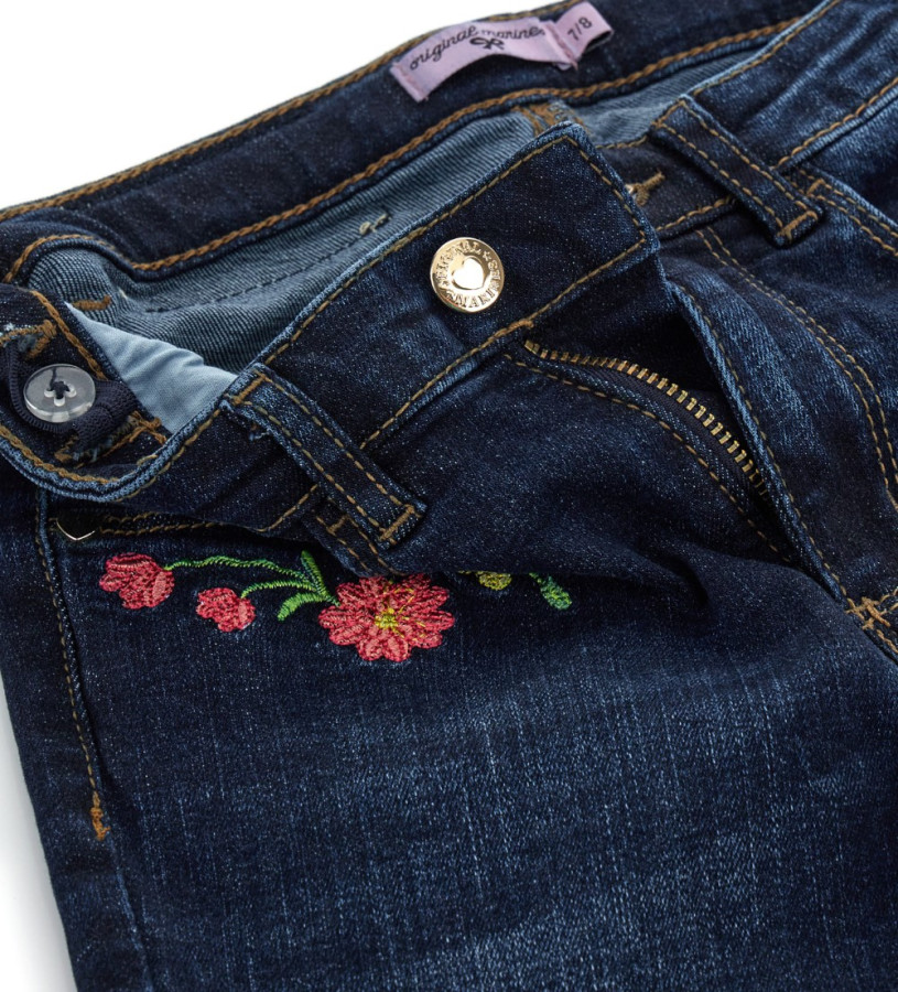 Bambina - Jeans con fiori ricamati