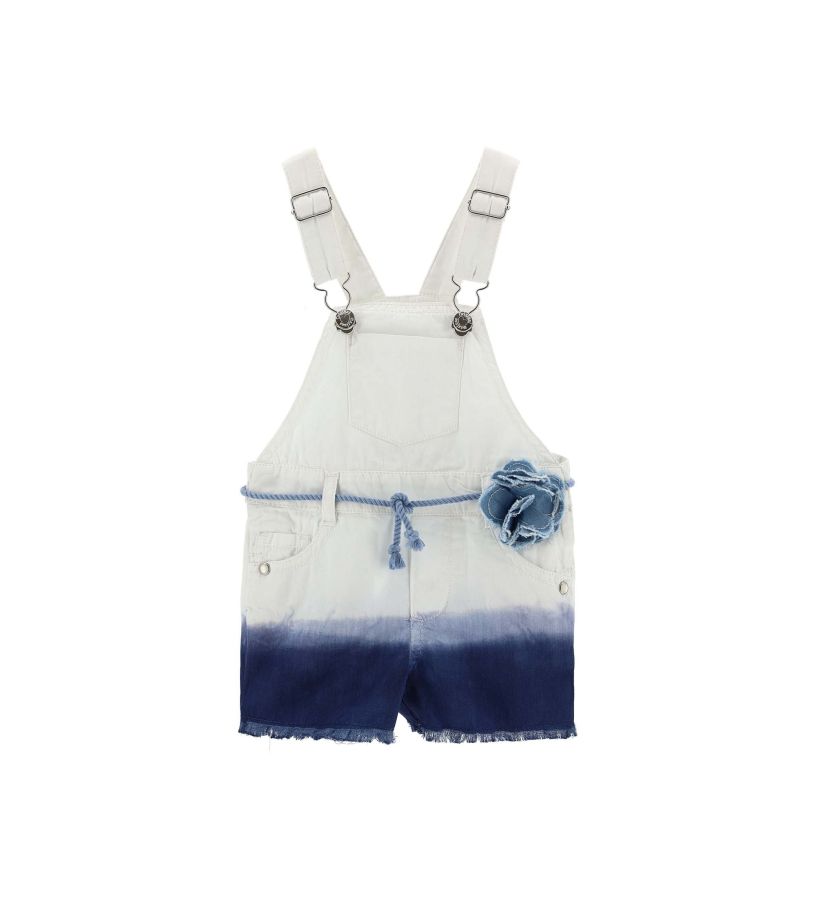 Baby girl - Spray-effect printed cotton dungarees