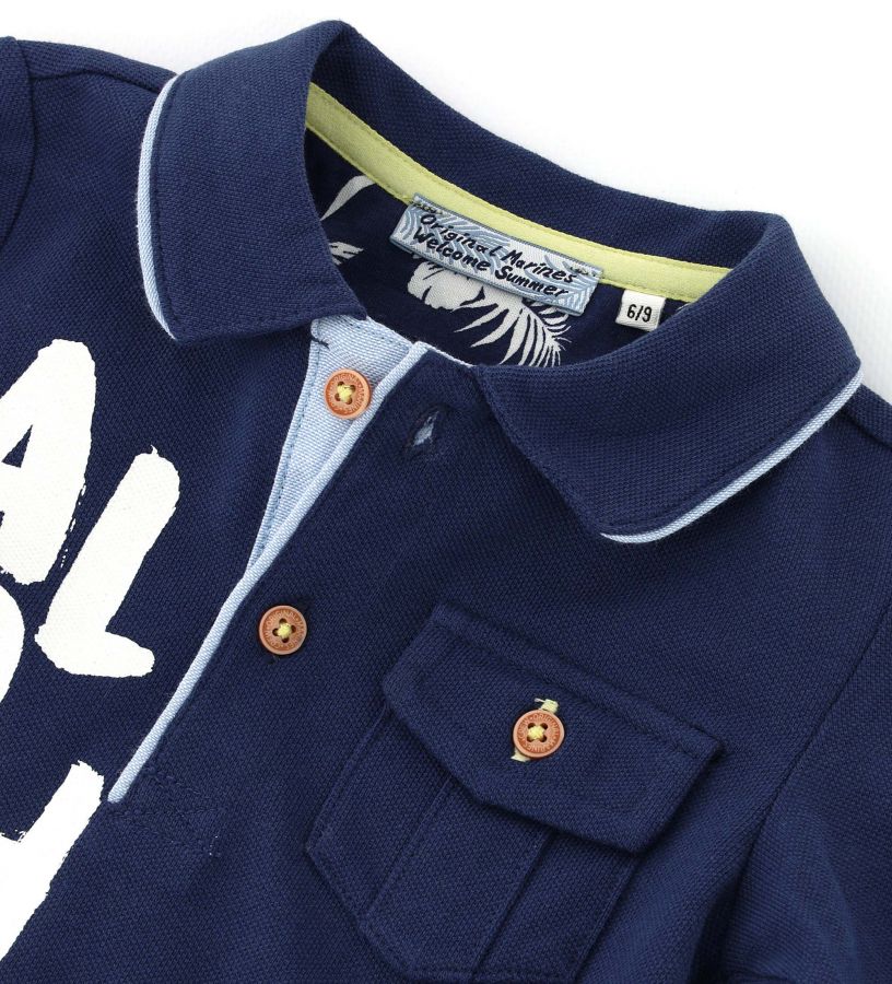 Newborn - Pique polo shirt with long sleeves
