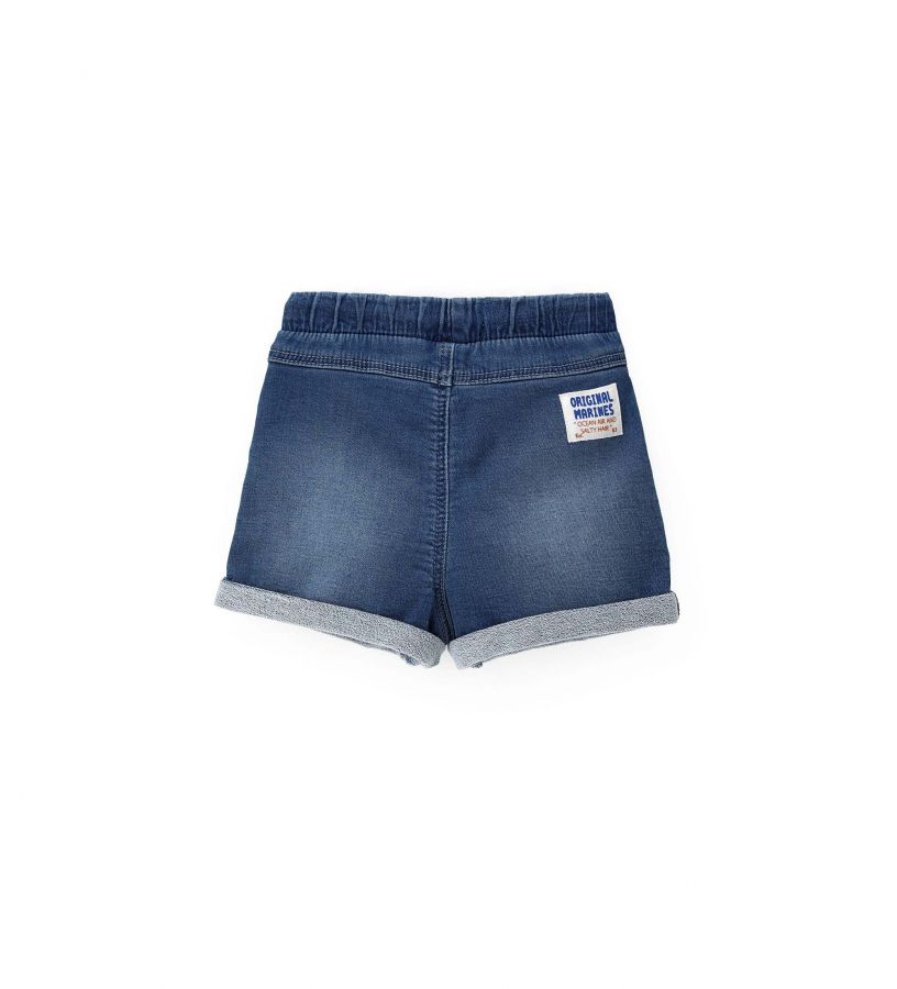 Newborn - Denim Bermuda shorts with elastic waistband