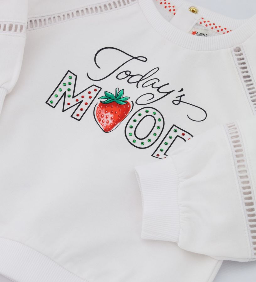 Baby girl - Long puff sleeve cotton sweatshirt