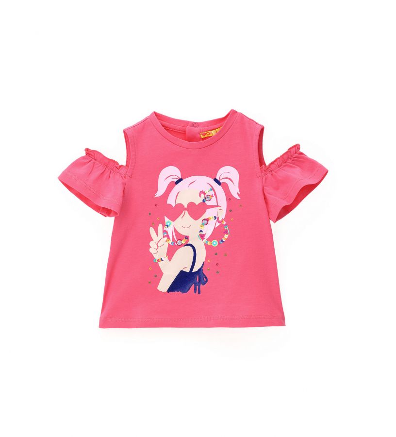 Baby girl - Cotton T-shirt with glitter and sequins