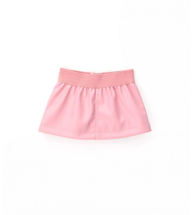 Baby Girl Faux Leather Skirt With, Pink Faux Leather Skirt